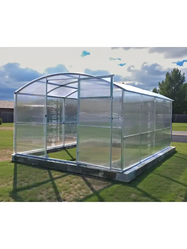 Polycarbonat Gewächshaus FRIGG – 3 m Breit – Verzinkter Stahl – Winterfest